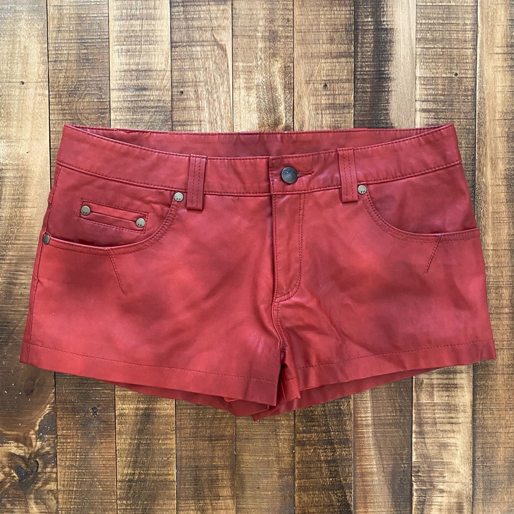 Vegan leather red free people shorts